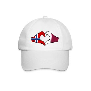 Norwegen Katar Flagge Hände Herzform - Baseballkappe - Weiß/Weiß - Vorne