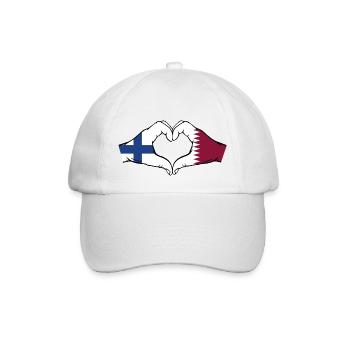Finlande Qatar drapeau mains forme coeur - Casquette classique - blanc/blanc - Devant
