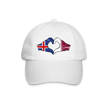 Iceland Qatar flag hands heart shape used - Baseball Cap - white/white - Front