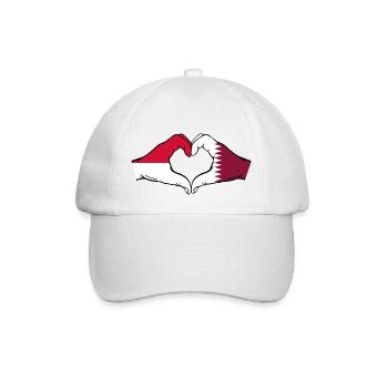Indonesien Katar Flagge Hände Herzform - Baseballkappe - Weiß/Weiß - Vorne