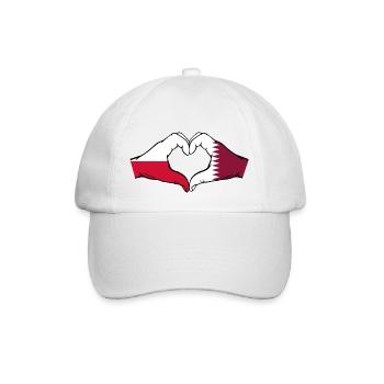 Poland Qatar Flag Hands Heart Shape - Baseball Cap - white/white - Front