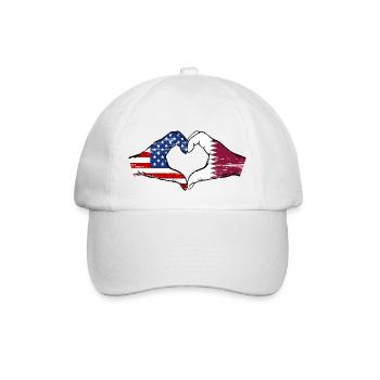 États-Unis, drapeau du Qatar, mains, forme de coeur utilisé - Casquette classique - blanc/blanc - Devant