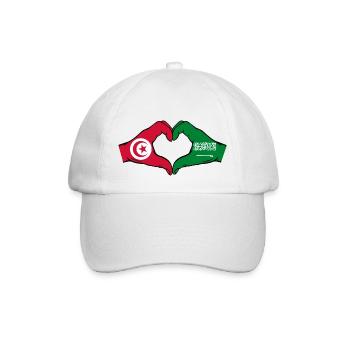 Tunisia Saudi Arabia Flag Hands Heart Shape - Baseball Cap - white/white - Front