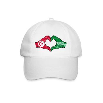 Tunisia Saudi Arabia Flag Hands Heart Shape Used - Baseball Cap - white/white - Front