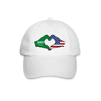 Saudi Arabia USA Flag Hands Heart Shape - Baseball Cap - white/white - Front