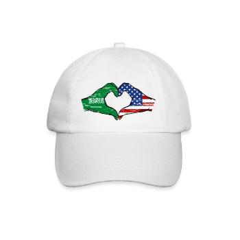 Saudi Arabia USA Flag Hands Heart Shape Used - Baseball Cap - white/white - Front