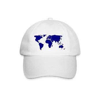 Weltkarte Navy Blau - Baseballkappe - Weiß/Weiß - Vorne