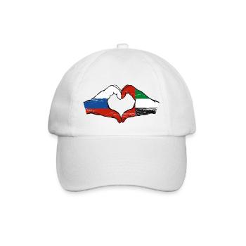Russland Vereinigte Arabische Emirate Flagge Herz - Baseballkappe - Weiß/Weiß - Vorne