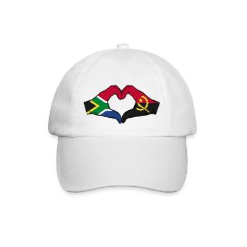 Südafrika Angola Flagge Hände Herzform - Baseballkappe - Weiß/Weiß - Vorne