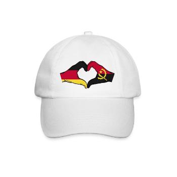 Deutschland Angola Flagge Hände Herzform - Baseballkappe - Weiß/Weiß - Vorne