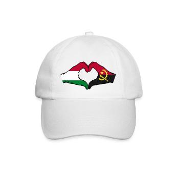 Ungarn Angola Flagge Hände Herzform - Baseballkappe - Weiß/Weiß - Vorne