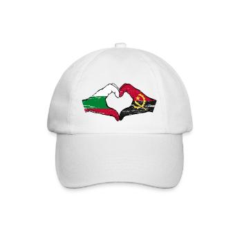 Bulgarien Angola Flagge Hände Herzform used - Baseballkappe - Weiß/Weiß - Vorne