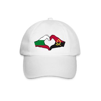 Bulgarien Angola Flagge Hände Herzform - Baseballkappe - Weiß/Weiß - Vorne