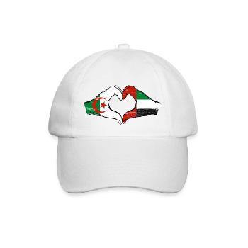 Algerien Vereinigte Arabische Emirate Flagge Herz - Baseballkappe - Weiß/Weiß - Vorne