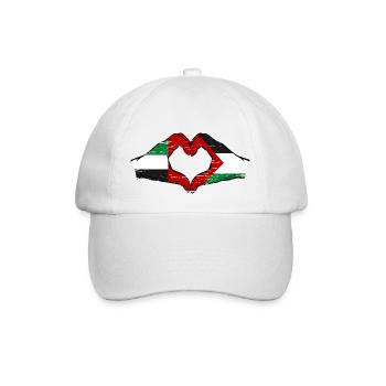United Arab Emirates Palestine Flag Heart - Baseball Cap - white/white - Front