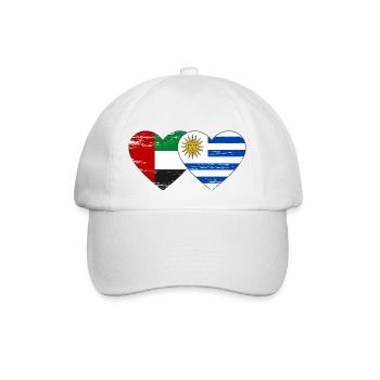 United Arab Emirates Uruguay Flag Heart - Baseball Cap - white/white - Front
