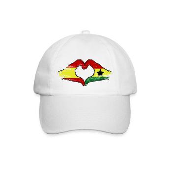 Spanien Ghana Flagge Hände Herzform used - Baseballkappe - Weiß/Weiß - Vorne
