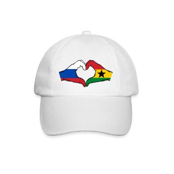Russland Ghana Flagge Hände Herzform - Baseballkappe - Weiß/Weiß - Vorne