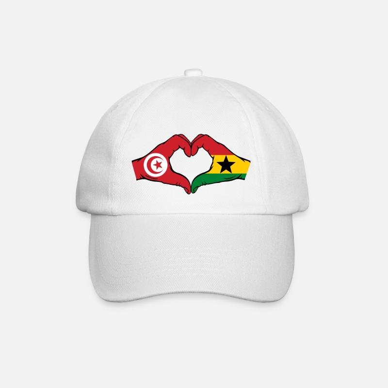 Tunisie Ghana Drapeau Mains Coeur Forme - Casquette classique - blanc/blanc
