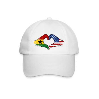 Ghana USA Flagge Hände Herzform used - Baseballkappe - Weiß/Weiß - Vorne