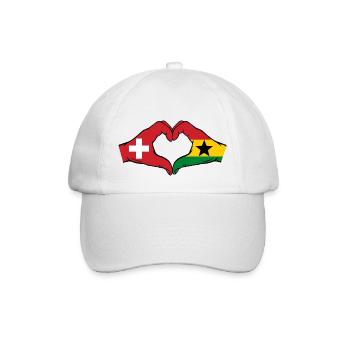 Schweiz Ghana Flagge Hände Herzform - Baseballkappe - Weiß/Weiß - Vorne