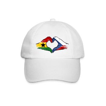 Ghana Tschechien Flagge Hände Herzform used - Baseballkappe - Weiß/Weiß - Vorne