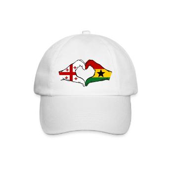 Georgien Ghana Flagge Hände Herzform - Baseballkappe - Weiß/Weiß - Vorne