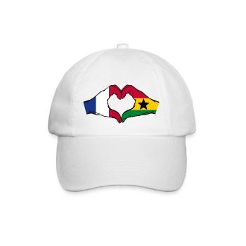 France Ghana Flag Hands Heart Shape - Baseball Cap - white/white - Front