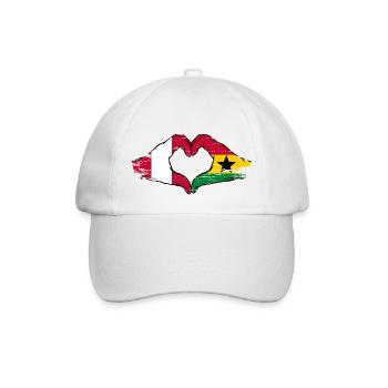 Peru Ghana Flagge Hände Herzform used - Baseballkappe - Weiß/Weiß - Vorne