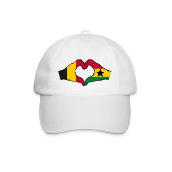 Belgien Ghana Flagge Hände Herzform - Baseballkappe - Weiß/Weiß - Vorne