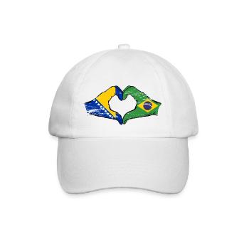 Bosnia Brazil Flag Hands Heart Shape Used - Baseball Cap - white/white - Front