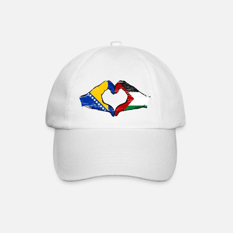 Bosnie Palestine drapeau mains forme de coeur utilisé - Casquette classique - blanc/blanc