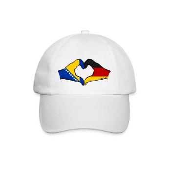 Bosnia Germany Flag Hands Heart Shape - Baseball Cap - white/white - Front
