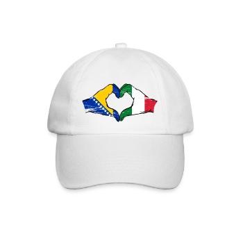 Bosnia Italy Flag Hands Heart Shape Used - Baseball Cap - white/white - Front