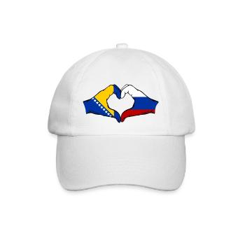 Bosnia Russia Flag Hands Heart Shape - Baseball Cap - white/white - Front