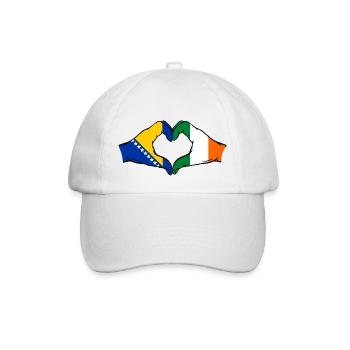Bosnien Irland Flagge Hände Herzform - Baseballkappe - Weiß/Weiß - Vorne