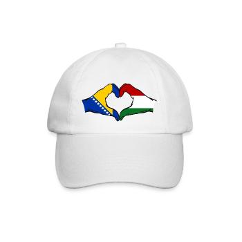 Bosnia Hungary Flag Hands Heart Shape - Baseball Cap - white/white - Front