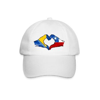 Bosnia Chile flag hands heart shape used - Baseball Cap - white/white - Front
