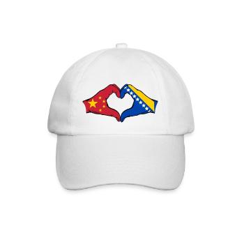 China Bosnia Flag Hands Heart Shape - Baseball Cap - white/white - Front