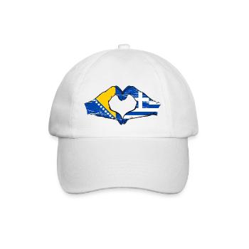 Bosnien Griechenland Flagge Hände Herzform used - Baseballkappe - Weiß/Weiß - Vorne