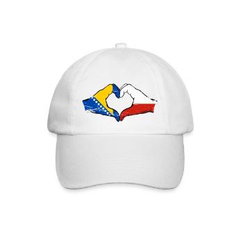 Bosnie Pologne drapeau mains forme de coeur utilisé - Casquette classique - blanc/blanc - Devant