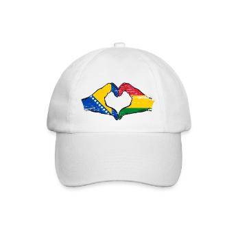 Bosnien Bolivien Flagge Hände Herzform used - Baseballkappe - Weiß/Weiß - Vorne