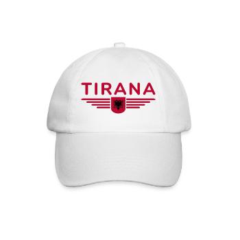 Tirana Design – Herz Albaniens - Baseballkappe - Weiß/Weiß - Vorne