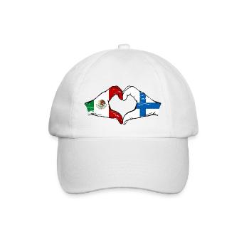 Mexique Finlande drapeau mains forme de coeur utilisé - Casquette classique - blanc/blanc - Devant