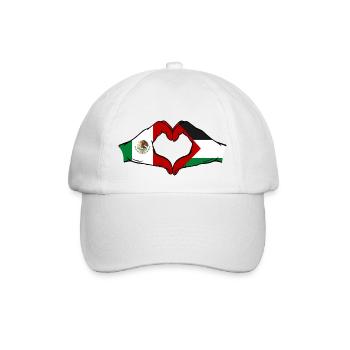 Mexico Palestine Flag Hands Heart Shape - Baseball Cap - white/white - Front