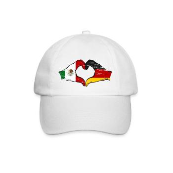 Mexico Germany Flag Hands Heart Shape Used - Baseball Cap - white/white - Front
