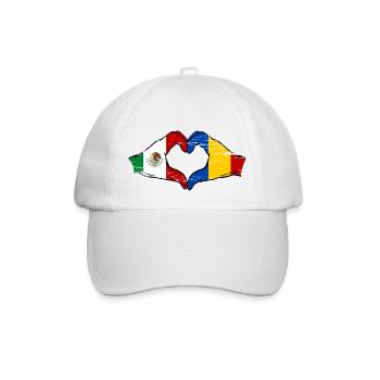 Mexique Roumanie Drapeau Mains Coeur Forme Utilisé - Casquette classique - blanc/blanc - Devant