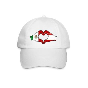 Mexico Austria Flag Hands Heart Shape Used - Baseball Cap - white/white - Front