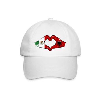Mexico Albania Flag Hands Heart Shape Used - Baseball Cap - white/white - Front