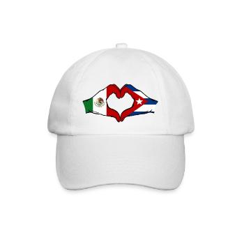 Mexiko Kuba Flagge Hände Herzform - Baseballkappe - Weiß/Weiß - Vorne